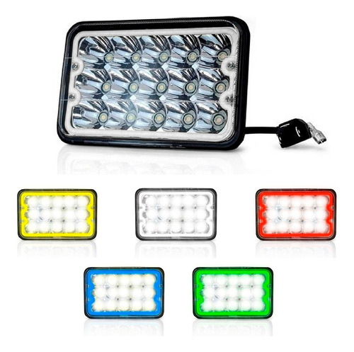 2 Faros 15 Led Unidad 4x6 Neblineros Alta/baja Arillo Azul