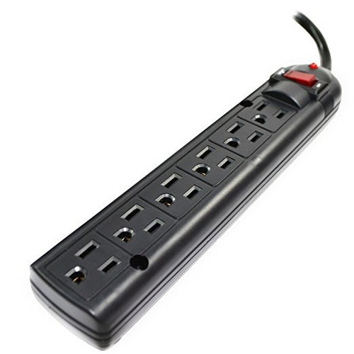 Weltron 6 Outlet Surge Protector Negro Power Strip, Montaje 