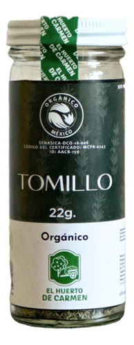 Tomillo Orgánico 22g Huerto De Carmen 100% Natural