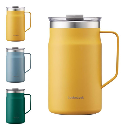 Taza Doble Pared Lock & Lock Amarillo, Con Tapa, 225 Ml