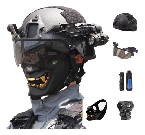 Casco De Moto Conjunto De Máscara De Casco Táctico