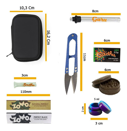 Imagem 3 de 4 de Kit Estojo Case + Seda De Vidro + Dichavador + Tesoura