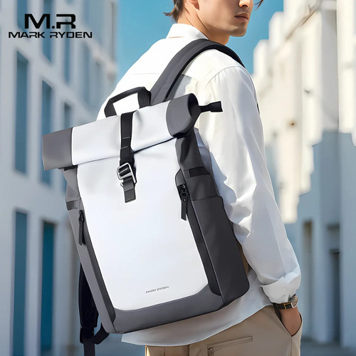 Mochila Bolsa Premium Impermeavel Expansível Notebook 17,3 Modelo Eclipse Commuter Mark Ryden - Cor Cinza/azul Liso