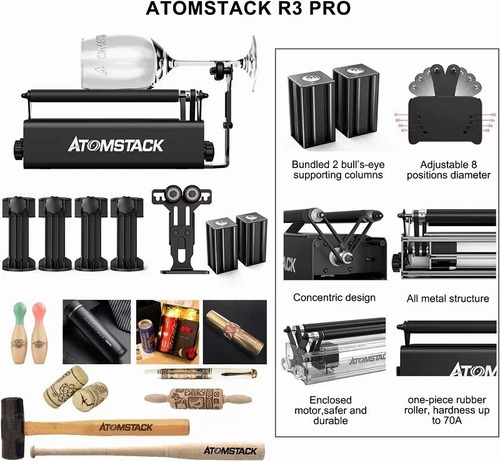 Atomstack A5 Pro Máquina De Gravura A Laser Com R3 360° Rolo