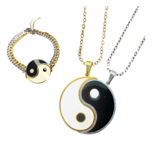 Collar Pareja + Pulseras Yin Yang Bff Amistad Amigos Novios