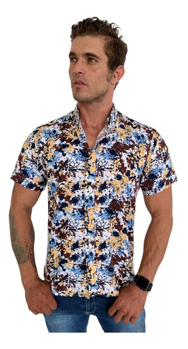 Camisa Slim Fit Manga Corta Colores Pintura  (milermx) 