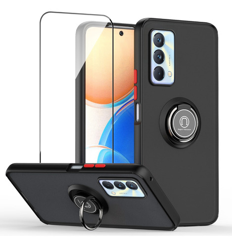 Funda Uso Rudo Anillo Soporte Comp Para Oppo Realme +mica