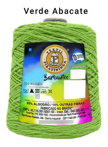 Barbante Colorido Número 8 Para Crochê E Artesanatos 600gr Cor Abacate