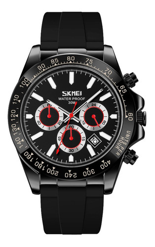 Reloj Hombre Skmei 9275 Acero Fecha Cronografo Elegante Color de la malla Negro Color del fondo Negro/Negro