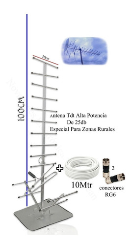 Gran Combo Rural Tdt+antena De Alta Potencia +10metros Cable