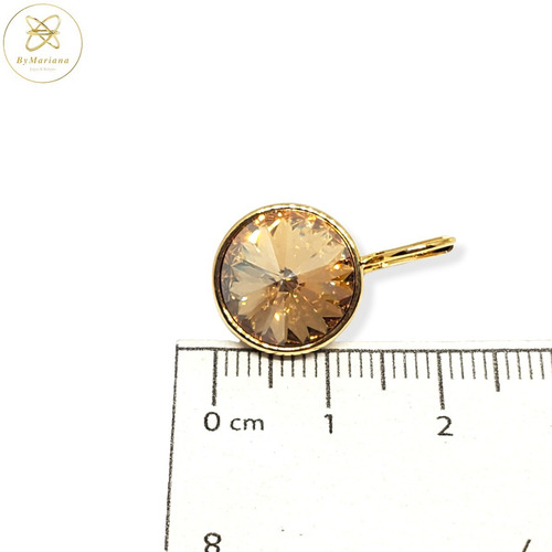 Aros Cristal Swa Dorado Bella Rivoli 13 Mm Cristal Ambar