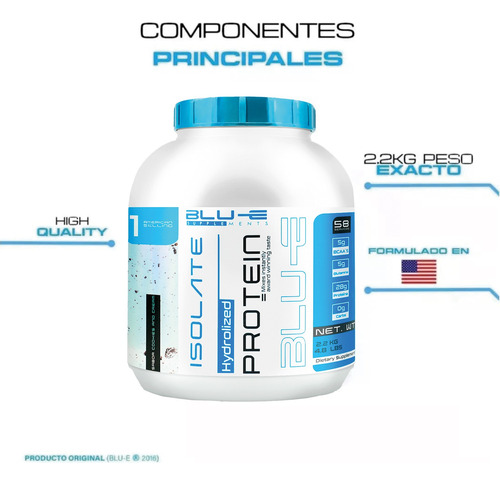 Proteína Whey Hidrolizada Isolate Blu-e 2.2kg Varios Sabores Galleta