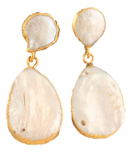 Aretes Con Hermosas Perlas Barrocas Naturales Y Chapa De Oro