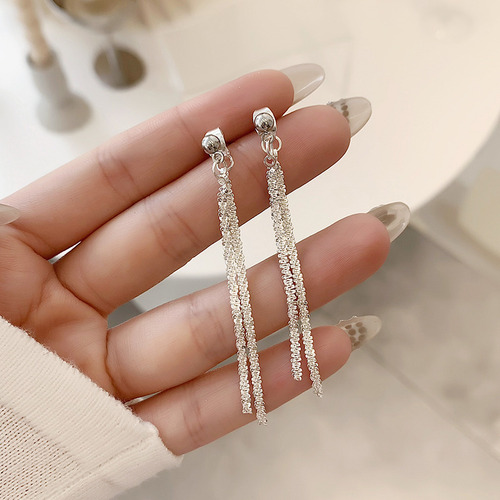 Aretes De Plata Aretes Largos Elegantes Borlas Para Mujer