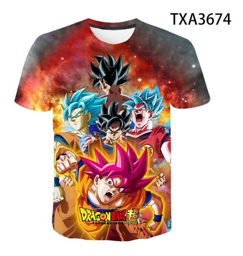 Camiseta De Manga Corta De Goku Para Adulto Y Niño
