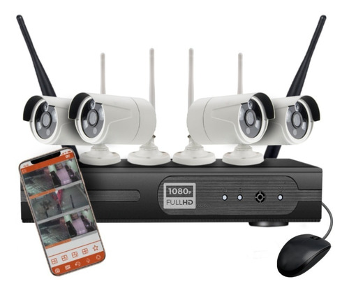 Kit 4 Camaras Seguridad Ip Inalambrico Full Hd Nvr Wifi Hdmi