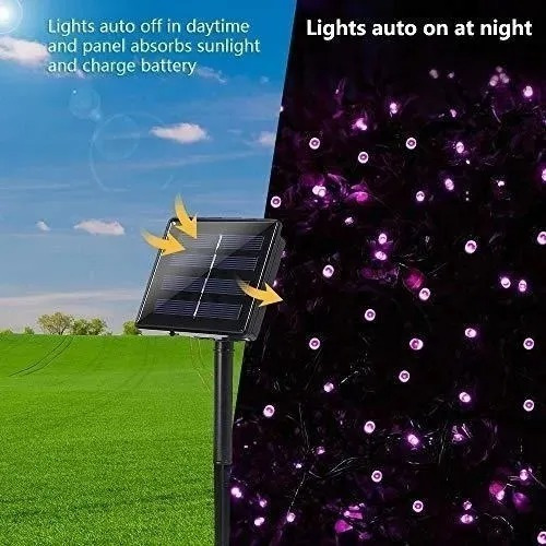 Imagen 3 de 4 de Serie Navideña Solar 100 Leds Color Morado Rgb