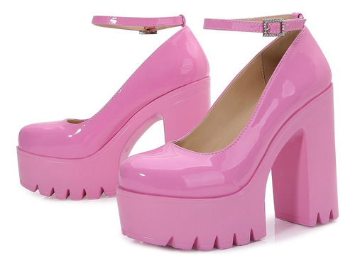 Tacones Altos De Mujer Con Tacón Cuadrado En Color Rosa A