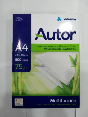 Imagen 2 de 4 de Resma Autor Ledesma Oficio 75 Gramos