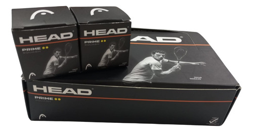 Pelota Squash Negra Dos Puntos Amarillo Marca Head (caja)