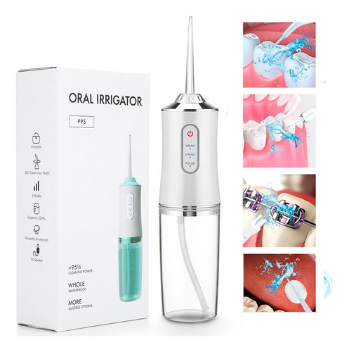 Irrigador Bucal 220ml - Higienização Profunda, 4 Bicos, Usb