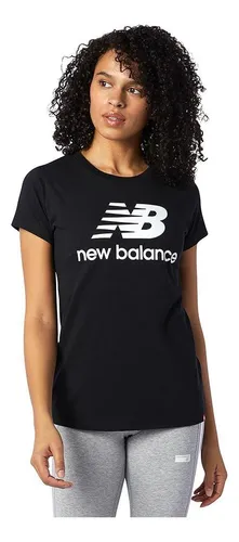 Camiseta New Balance Essentials Stacked Para Mujer-negro