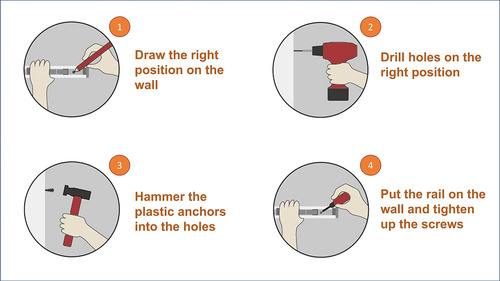 Soporte De Pared Para Escoba De 20 Pulgadas, 4 Soportes Desl