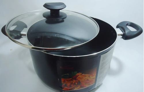 Olla Cacerola 24 Cm Antiadherente 6,8 L Teflon Tapa Vidrio