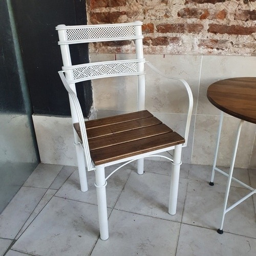 Imagen 2 de 6 de Mesa Sillas De Hierro Forjado Con Mesa Industrial Jardin