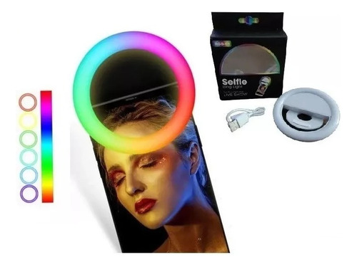 Aro Luz Led Selfie Rgb Multicolor Recargable Para Celular