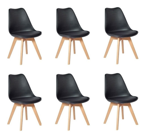 Imagem 1 de 1 de Conjunto 06 Cadeiras Saarinen Leda Sked Lena Base Wood