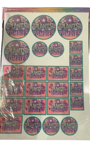 70 Stickers Para Candy De Plantas Vs Zombies