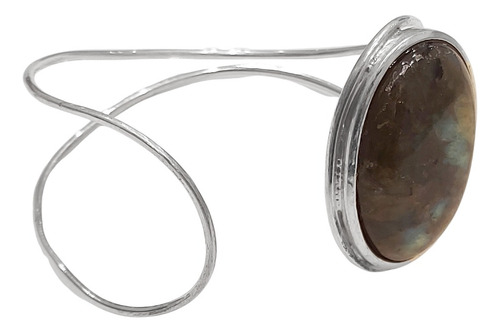 Bracelete Em Prata De Lei 925 Com Labradorita Oval