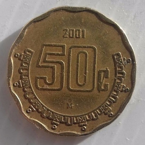 Mexico 50 Centavos 1995 2001 Moneda Bronce Aluminio Km#549