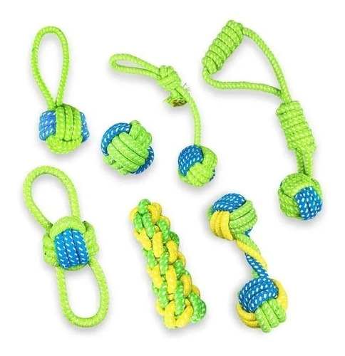 Juguetes Para Perro Pelota Cuerda Soga Mascota Set X 7