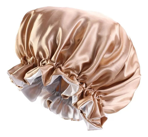 Gorro De Seda Satinado Con Banda Elástica Reversible Caqui