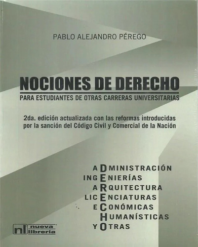 Nociones De Derecho, De Pablo Perego. Editorial Nueva Libreria, Tapa Blanda En Español