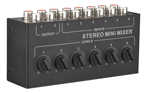 6-channel Rca Passive Stereo Mini Mixer Black