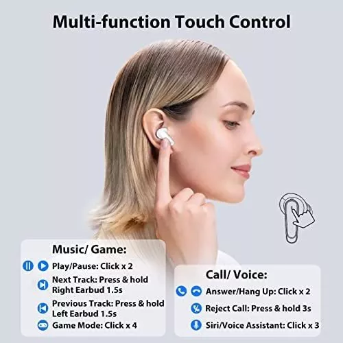 COOYA Auriculares Bluetooth inalámbricos para iPhone 15 Pro Max 14 13 Bass  estéreo con cancelación de ruido auriculares con micrófono intrauditivo