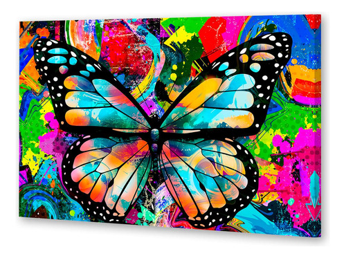 Cuadro Canvas Arte Callejero Mariposa Multicolor Psicodelica