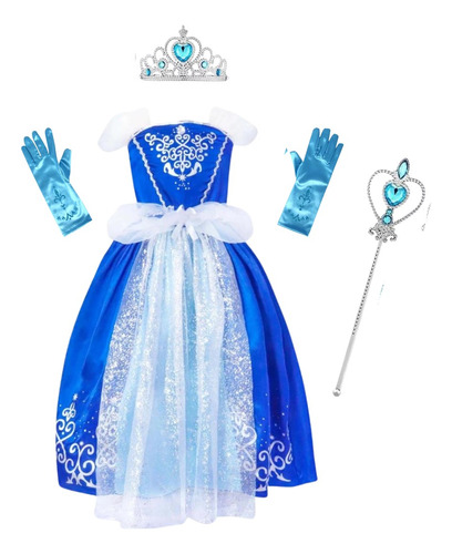 Disfraz Vestido Princesa De La Nieve Accesorios