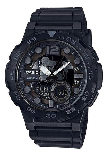 Reloj Casio Iluminator Aeq-100w-1bvcf Original Ghiberti