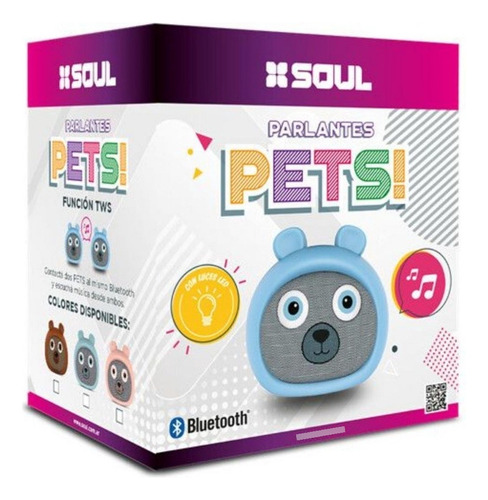 Parlante Portatil Bluetooth Soul Pet Osito Verde Rosa Marron