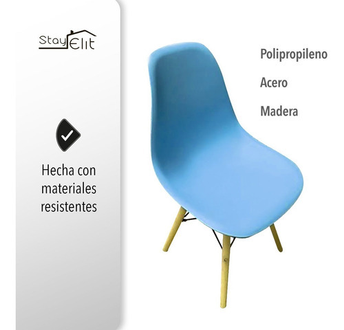 Set De 2 Sillas Tipo Eames Minimalistas Colores Stay Elit Color de la estructura de la silla Madera Color del asiento Azul