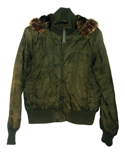 Chaqueta Impermeable Verde Oliva Para Damas Con Capucha