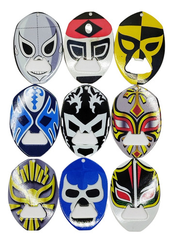 Llavero Destapador Luchadores Máscara Colección 10 Piezas 