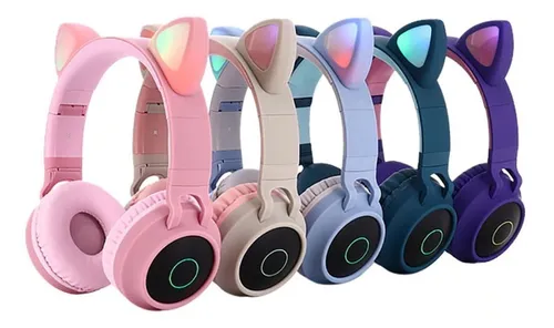 Audífonos diadema bluetooth fm micro online orejas de gato y luces