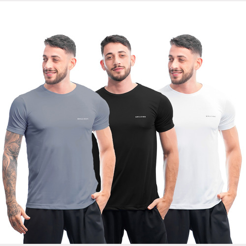 Kit 3 Camisas  Dry Fit Academia Esportiva Com Proteção Uv