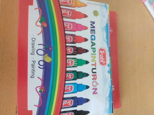 Marcadores Trabi Mega Pinturon Lavable Estuche X 10 Colores