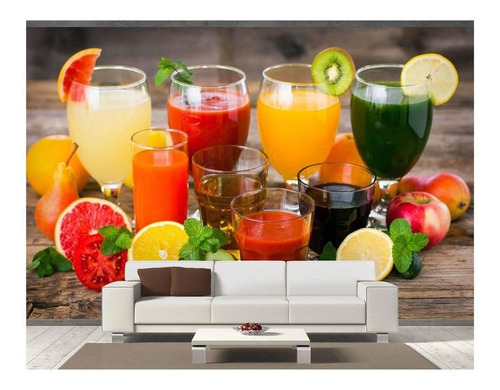 Adesivo De Parede Suco Frutas Smoothies Polpa 3d 6m² Al175